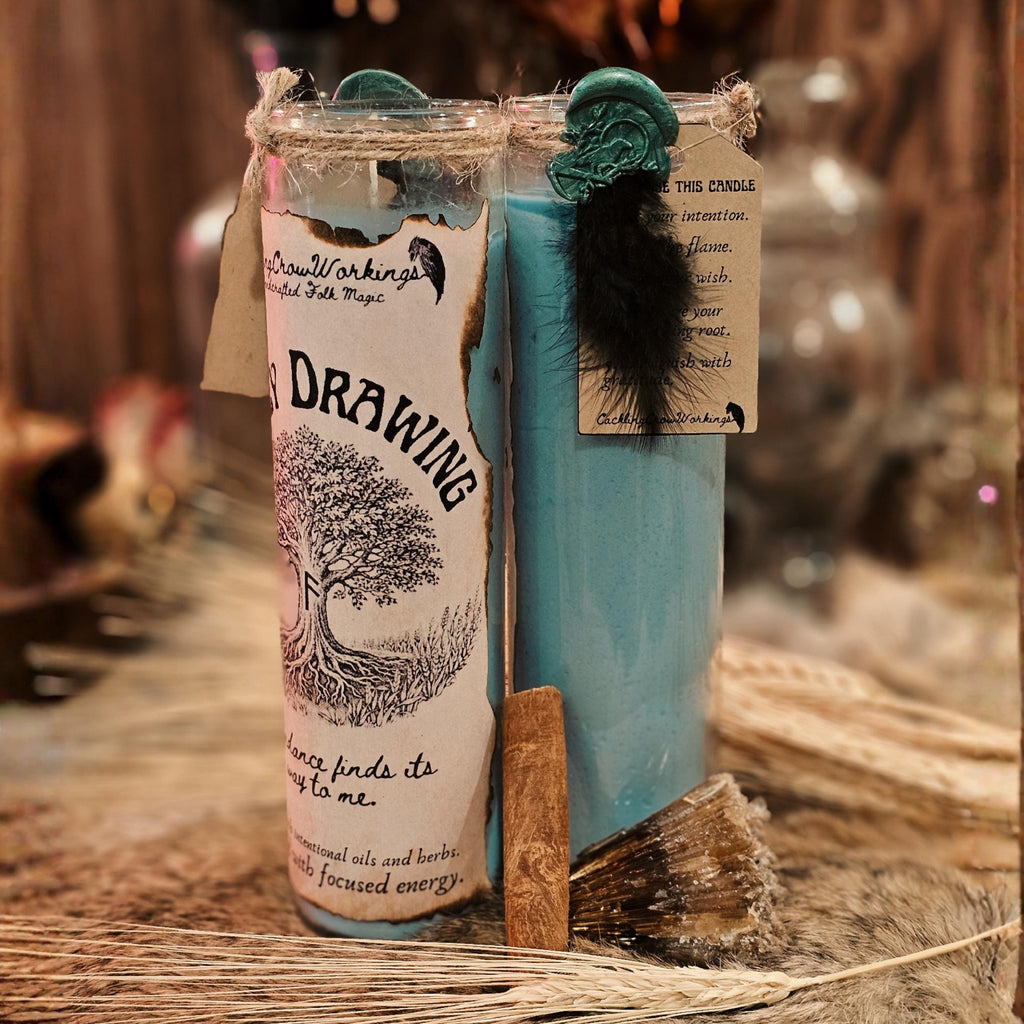 Money Drawing 7-Day Candle – Unscented Handcrafted Folk Magic for Prosperity, Abundance, & Financial Success