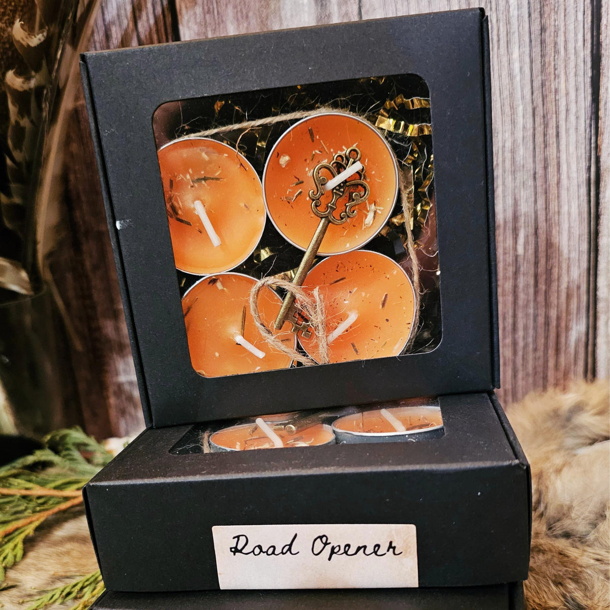 Road Opener Ritual Tealights – Citrus Scented, Handcrafted for Clearing Obstacles (Set of 4)