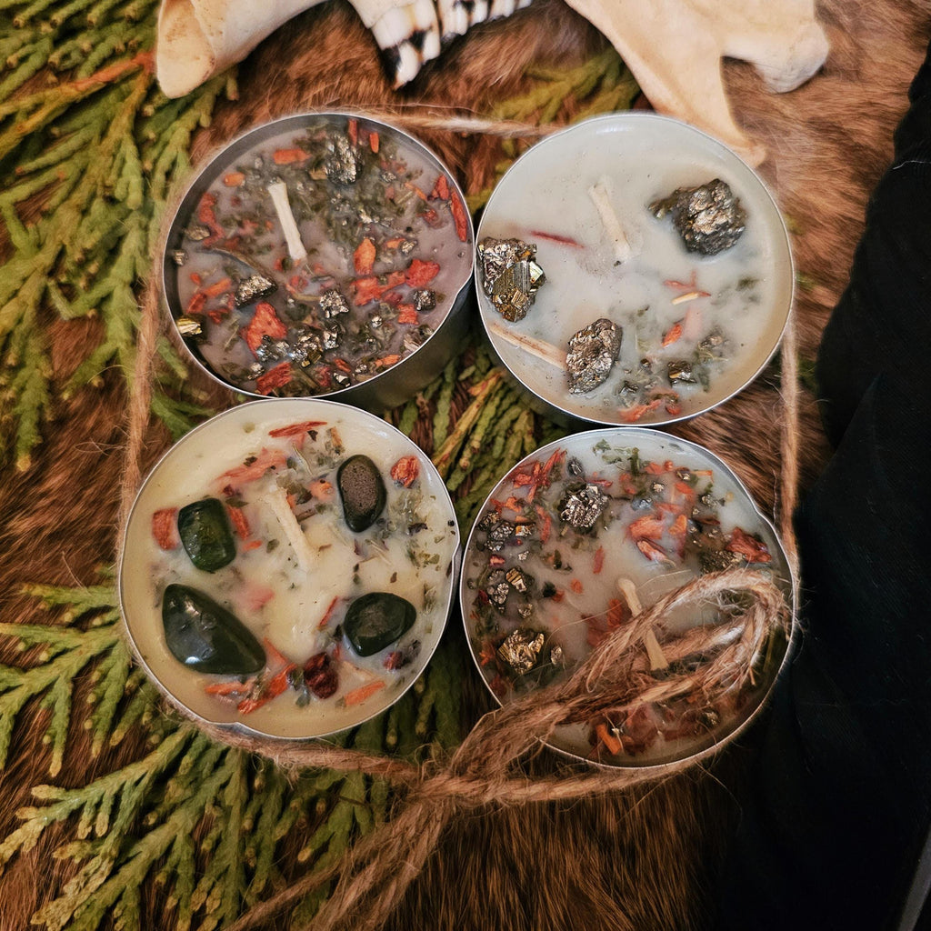 Prosperity Ritual Tealights – Apple Scented, Handcrafted for Drawing In Money (Set of 4)