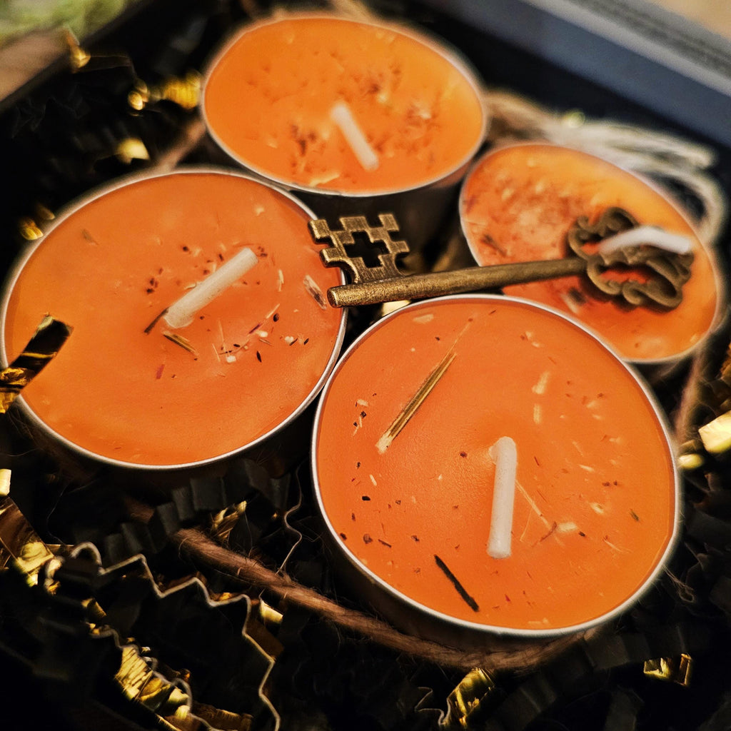 Road Opener Ritual Tealights – Citrus Scented, Handcrafted for Clearing Obstacles (Set of 4)