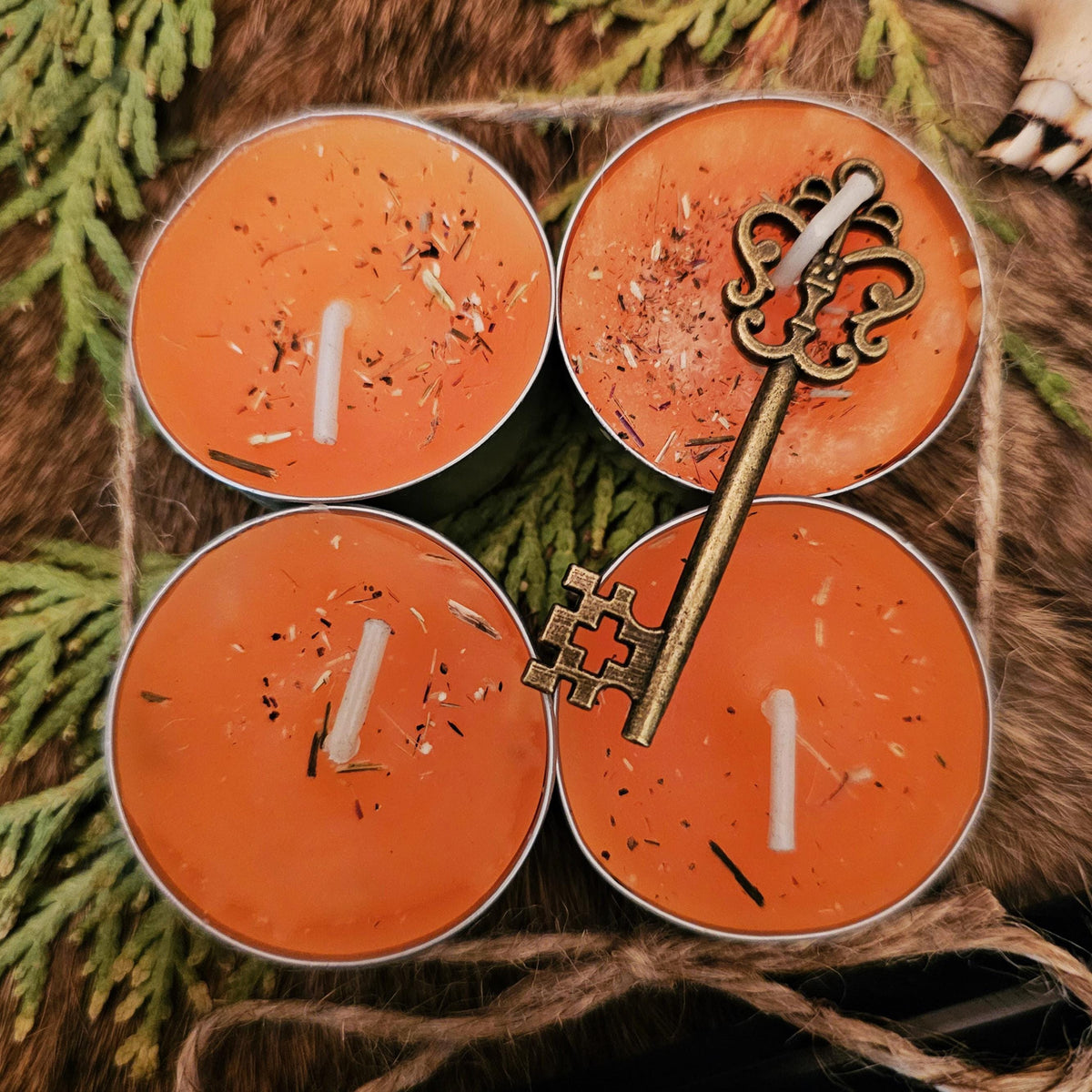 Road Opener Ritual Tealights – Citrus Scented, Handcrafted for Clearing Obstacles (Set of 4)